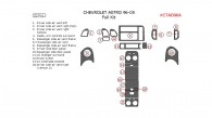 Chevrolet Astro 1996, 1997, 1998, 1999, 2000, 2001, 2002, 2003, 2004, 2005, Full Interior Kit, 22 Pcs