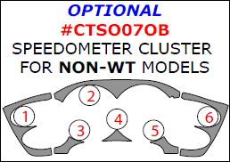 Chevrolet Silverado LT/GMC Sierra SLE 2007, 2008, 2009, 2010, 2011, 2012, 2013, Interior Kit, Optional Speedometer Cluster For Non-WT Models, 6 Pcs. dash trim kits options