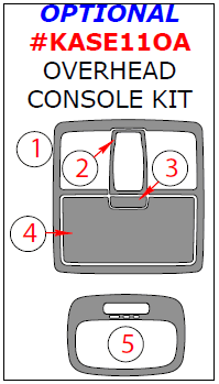 Kia Sportage 2011, 2012, 2013, 2014, 2015, 2016, Optional Overhead Console Interior Kit, 5 Pcs. dash trim kits options