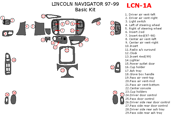 Lincoln Navigator 1997 1998 1999 Basic Interior Kit 29 Pcs Match Oem