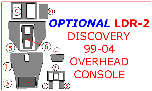 Land Rover Discovery 1999, 2000, 2001, 2002, 2003, 2004, Optional Overhead Console Interior Kit, 10 Pcs, dash trim kits options