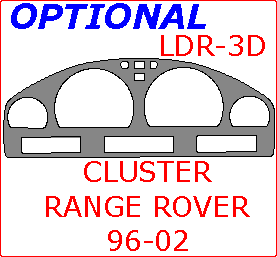 Land Rover Range Rover 1996, 1997, 1998, 1999, 2000, 2001, 2002, Interior Dash Kit, Optional Cluster, 1 Pcs. dash trim kits options