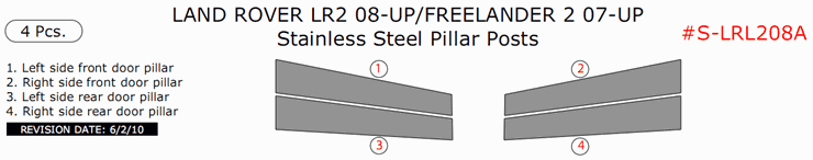 Land Rover LR2 2008, 2009, 2010, 2011, 2012/Freelander 2 2007, 2008, 2009, 2010, 2011, 2012, Stainless Steel Pillar Posts, 4 Pcs. dash trim kits options