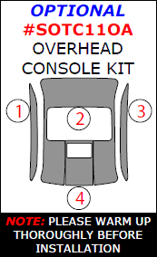 Scion tC 2011, 2012, 2013, 2014, 2015, 2016, Optional Overhead Console Interior Kit, 4 Pcs. dash trim kits options