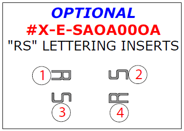 Skoda Octavia I 2000, 2001, 2002, 2003, 2004, 2005, 2006, 2007, 2008, 2009, 2010, Exterior Kit, Optional "RS" Lettering Inserts, 4 Pcs. dash trim kits options