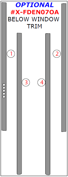 Ford Expedition 2007, 2008, 2009, 2010, 2011, 2012, 2013, 2014, 2015, 2016, 2017, Optional Below Window Exterior Trim Kit, 4 Pcs. dash trim kits options