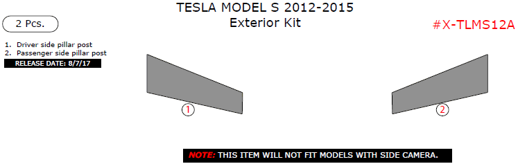 Tesla Model S 2012, 2013, 2014, 2015, Exterior Kit, 2 Pcs. dash trim kits options